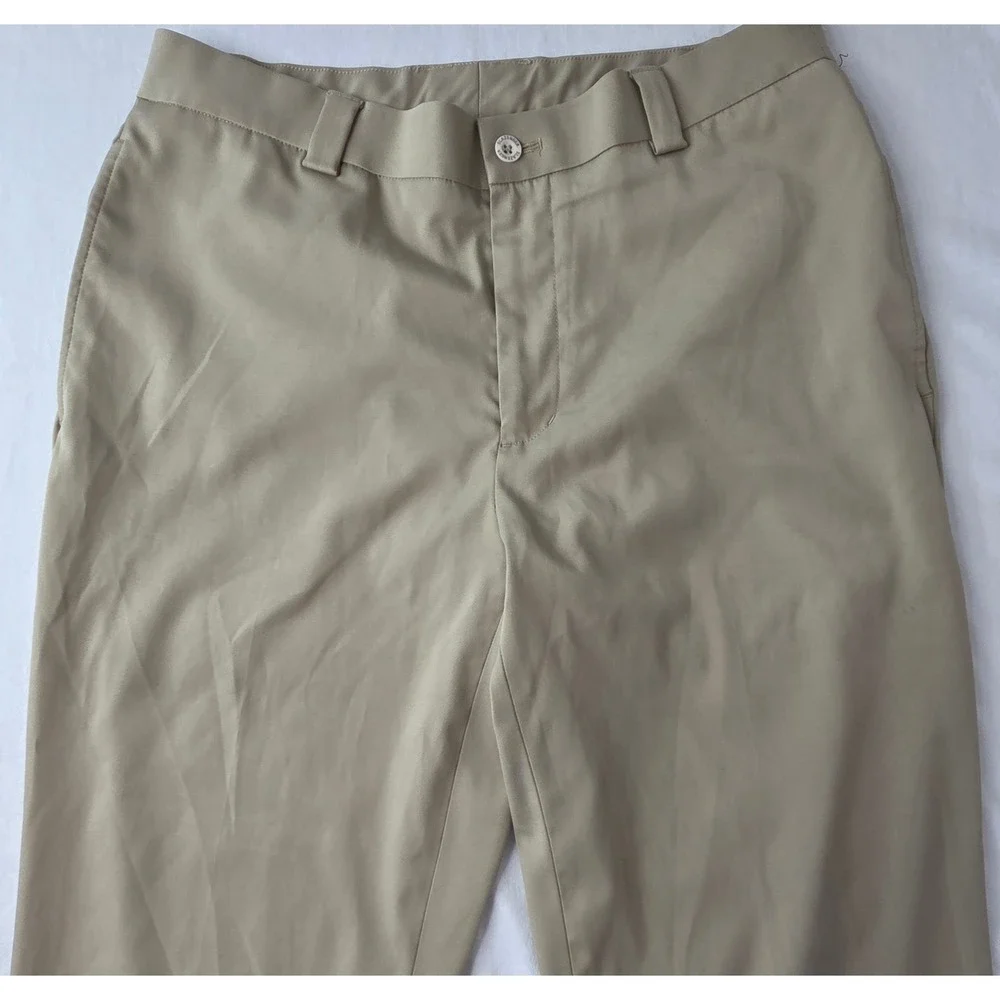 Slazenger Golf Pants Mens W32 L32 Tan Khaki Performance Flat Front‎ Excellent